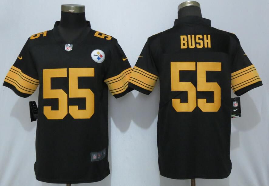 Men Pittsburgh Steelers 55 Bush Navy Black Nike Color Rush Limited NFL Jerseys